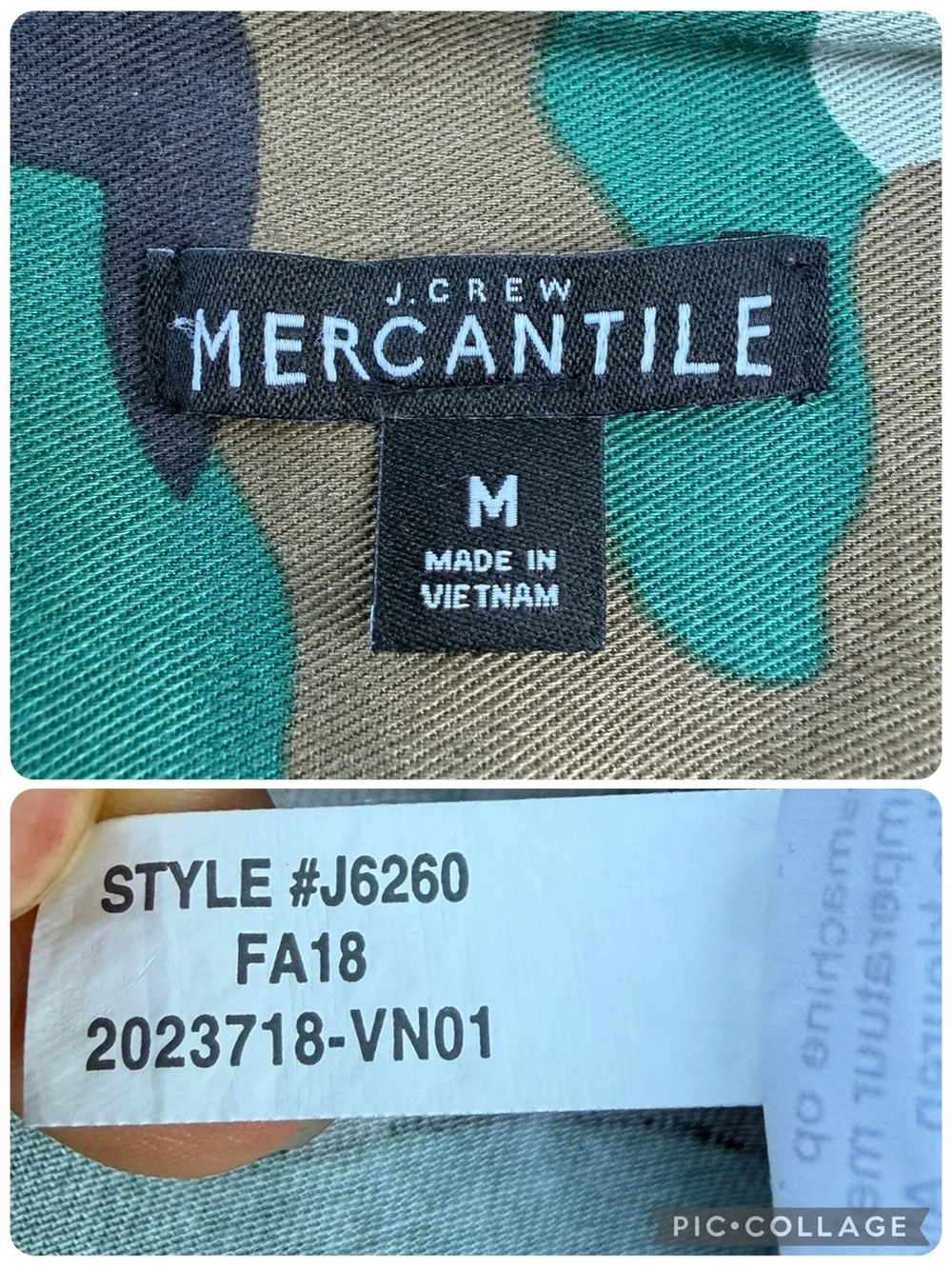 J. Crew Mercantile Camo Camouflage Utility Shirt Jacket Military Army size M